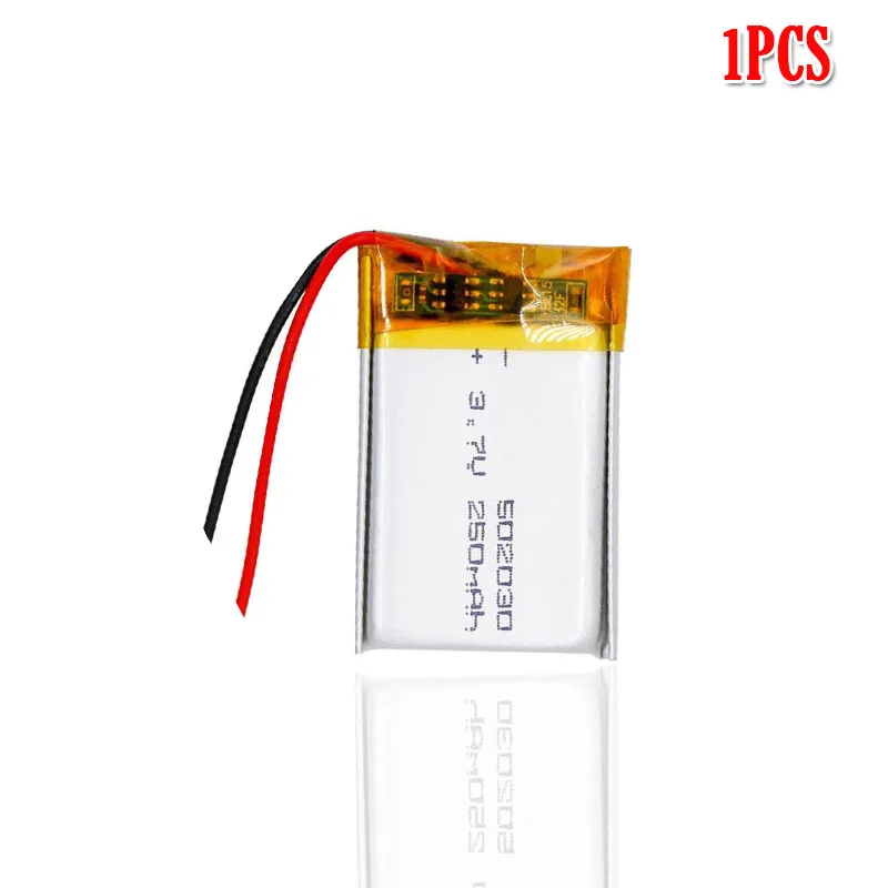 250mah 3,7 V 502030 литиевая литий-ионная аккумуляторная батарея для автомобиля dvr тахограф bluetooth наушники камера динамик MP3 MP4 - Цвет: 1pcs