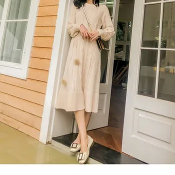 

2019 fashion autumn knitted Long Sleeve Dress