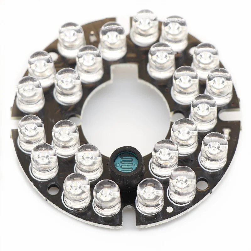 Placa LED IR de 90 grados para cámaras de vigilancia, accesorios de CCTV, luz infrarroja, 24 granos, visión nocturna, diámetro de 44mm