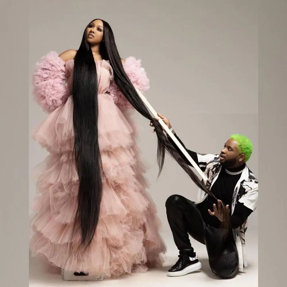 Pink Tiered Ruffle Maternity Tulle Dress Women Puffy Long Robes Formal Evening Party Robes Photo Shoot Ball Gown Robe De Soiree