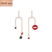 Высокое качество Swa Кристалл Шахты пирсинг, губная помада, красные губы гвоздики серьги