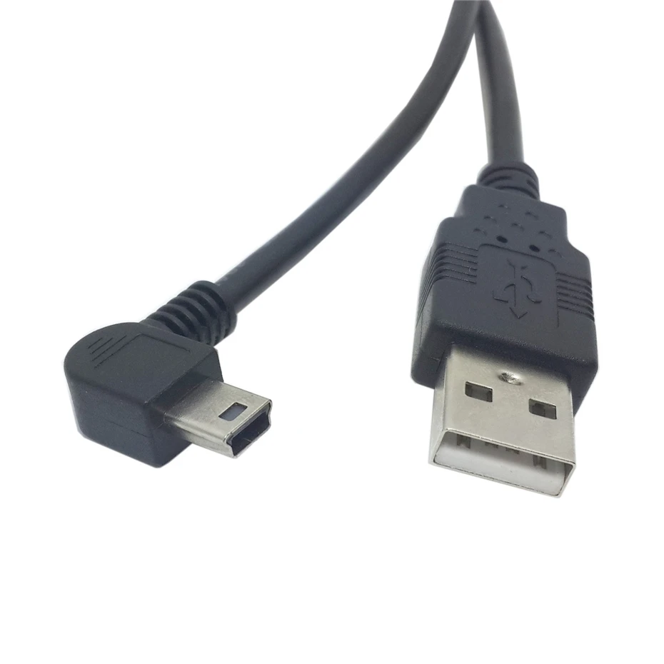 Мини-usb B Тип 5pin папа вверх вниз влево вправо под углом 90 градусов к USB 2,0 Мужской кабель для передачи данных 0,25 м 0,5 м 1,8 м 5 м