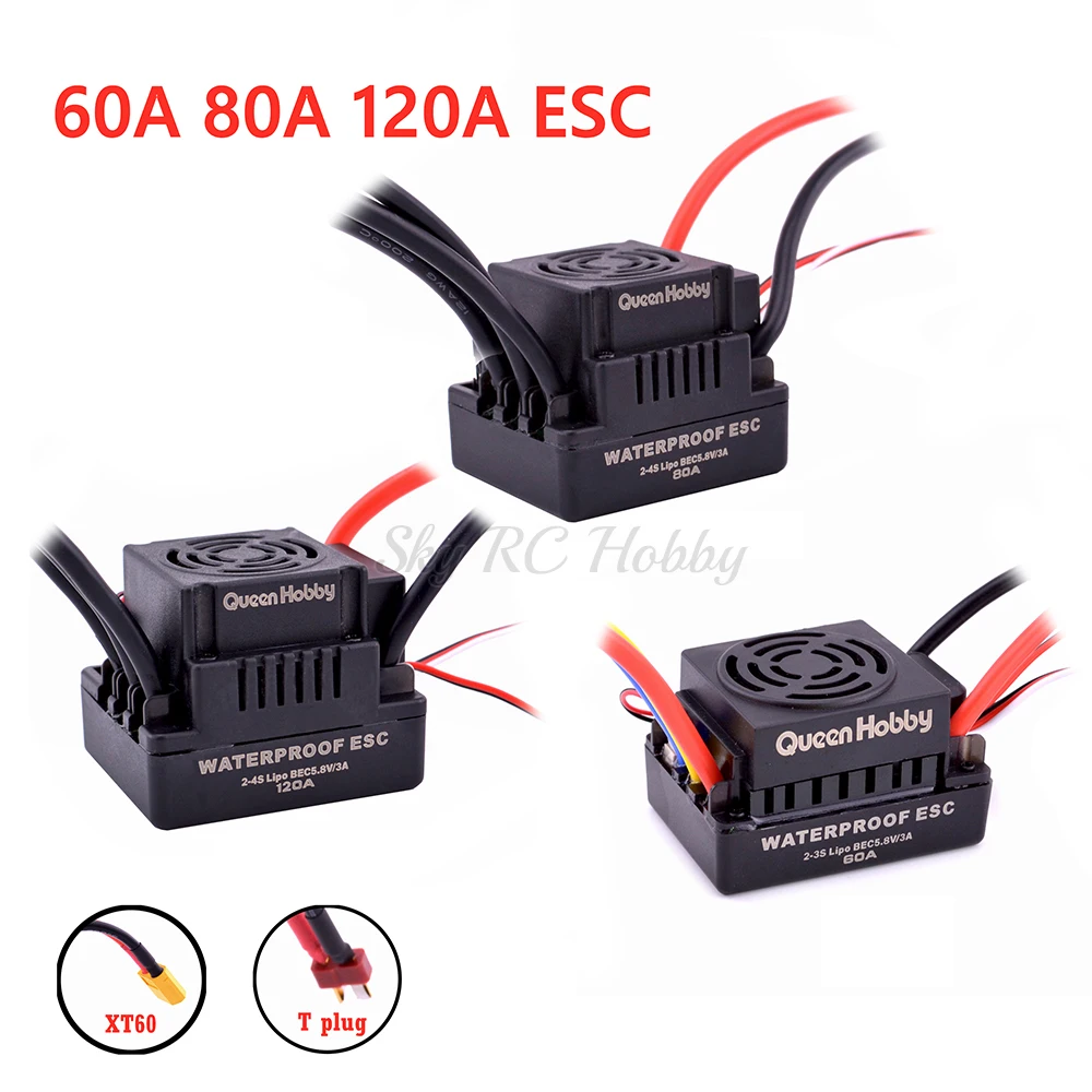 ESC 60A/80A/120A pour RC, avec prise XT60 ou T, en stock