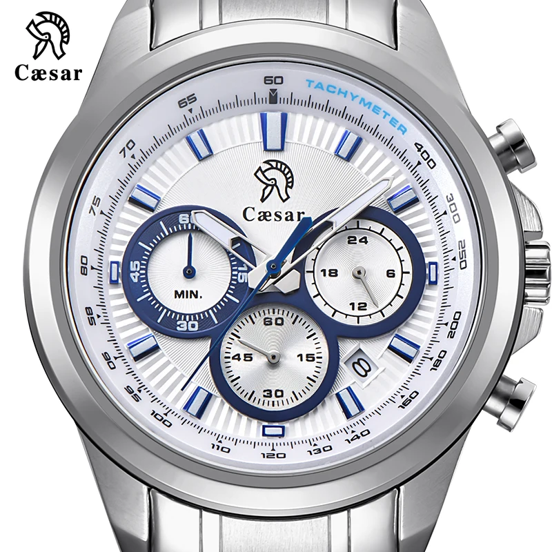 Caesar синие золотые военные кварцевые модные спортивные мужские часы с