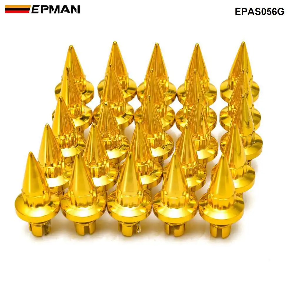 EPMAN-25 шт./лот пластиковые шипы колеса заклепки для колеса Крышка колесных дисков губы винт болт шины EPAS056G - Название цвета: Золотой