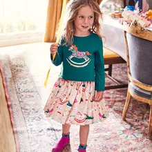 Little maven/осеннее платье с пайетками и единорогом для маленьких девочек от 2 до 7 лет, детское платье с длинными рукавами для девочек осенняя одежда