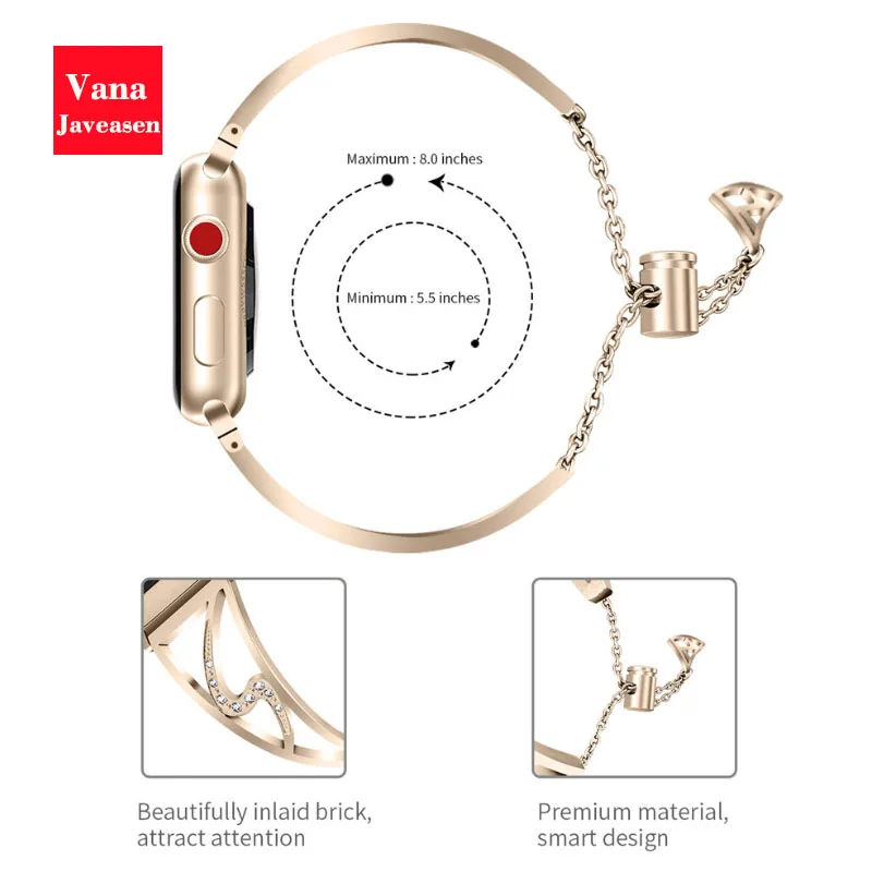 Vana Javeasen простые часы полосы мода S Тип ремешок для APPLE Watch 4/3/2/1 розовое золото браслет для iWatch серии 4 3 2 1