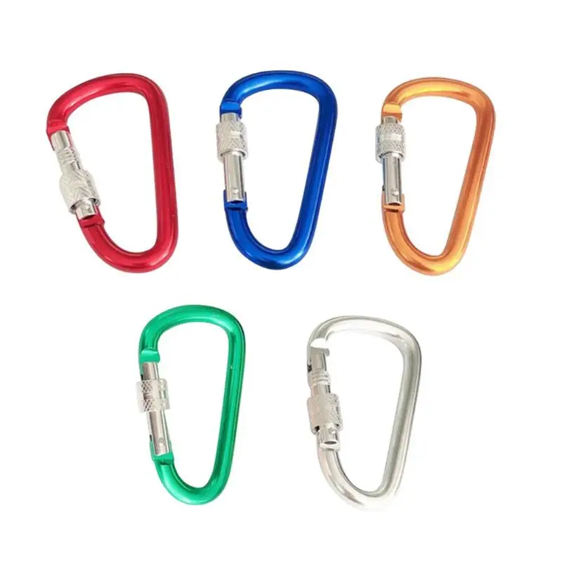 4pcs Carabiners Classic Delicate Outdoor Climbing Camping D-type Quickdraw Carabiner 8cm Hiking Snap Buckle Random color