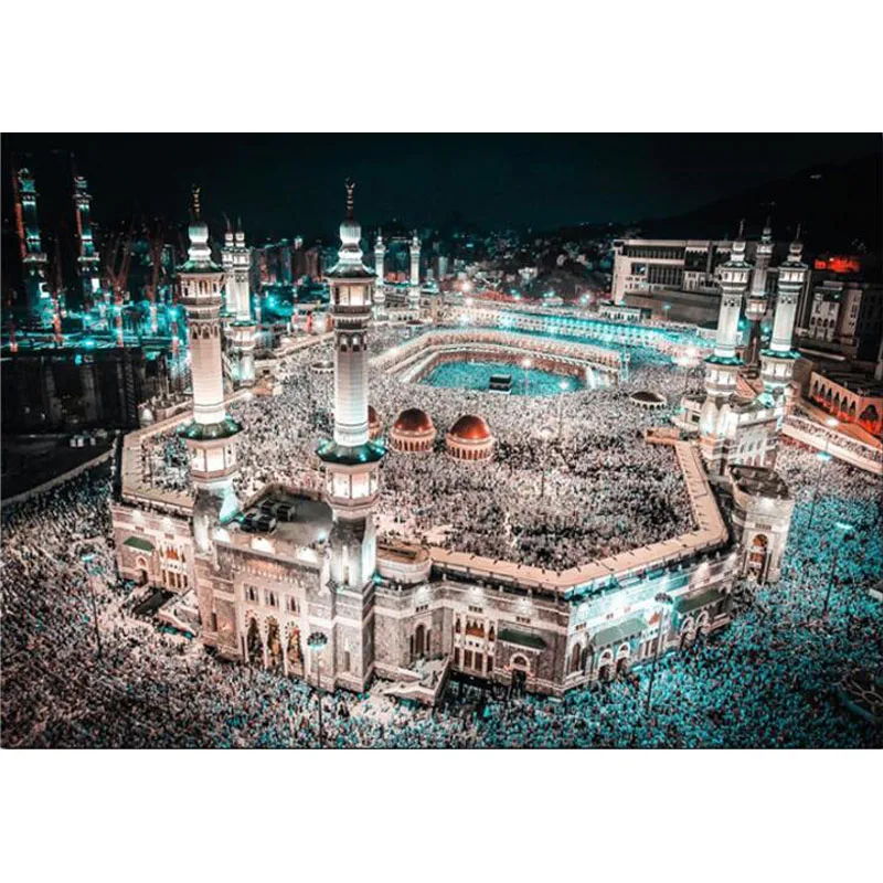 Mecca Sacred Mosque Night Diy квадратная алмазная живопись 5D мозаика Набор для вышивки