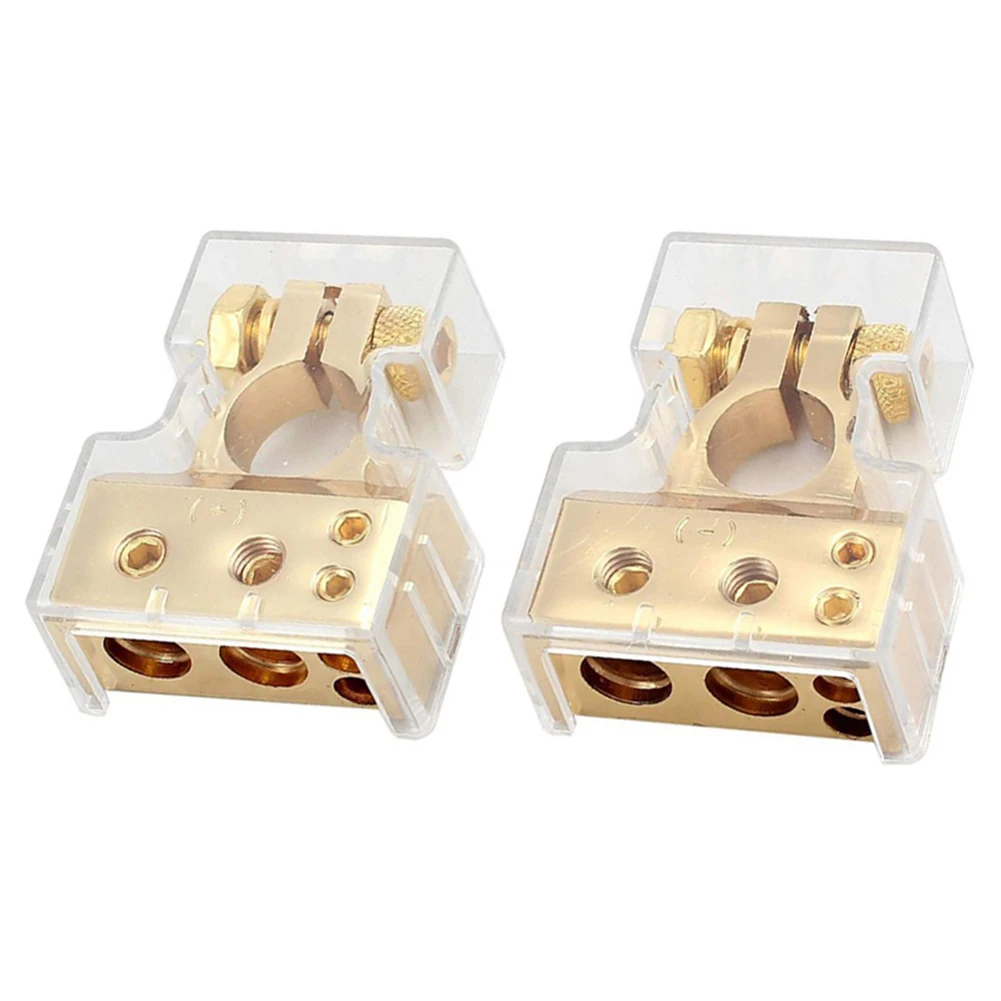 2pcs Auto Car Positive Negative Battery Terminal Clamp Connector With 4 interfaces for 4GA/6GA/8GA/10GA Power Cable 2pcs Auto Car Positive Negative Battery Terminal Clamp Connector With 4 interfaces for 4GA/6GA/8GA/10GA Power Cable