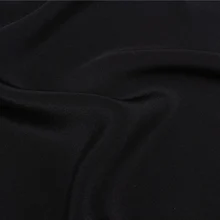 Плотная 32momme плотная однотонная черная Тяжелая шелковая крепдешин ткань, SCDC1097