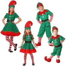 Xmas Sets Kids Xmas Cosplay Christmas Clothes Children Christmas Cosplay Child Costume Festival Boys& Girls Green Xmas Clothing