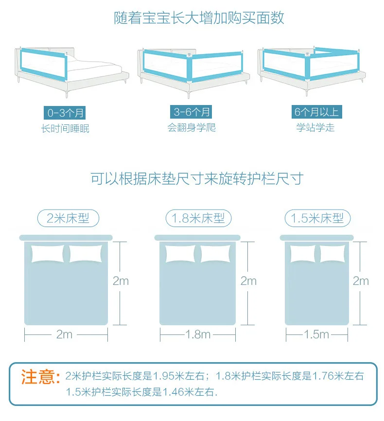Регулируемый Детский манеж, ворота безопасности для младенцев, вертикальное подъемное ограждение для кровати, ограждение для детской кроватки