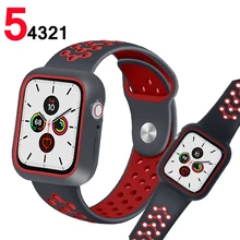 Чехол+ ремешок для apple watch band 5 4 44 мм 40 мм силиконовый спортивный Iwatch series 4 correa pulseira браслет ремень защитный чехол