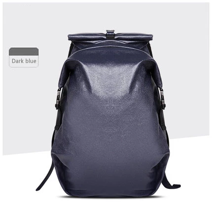 PU Navy Blue CAI PU унисекс Водонепроницаемый рюкзак для пары складной дизайн Противоугонная кожаная дорожная сумка на застежке для ноутбука осенний стиль сумки рюкзак - Цвет: PU Navy Blue