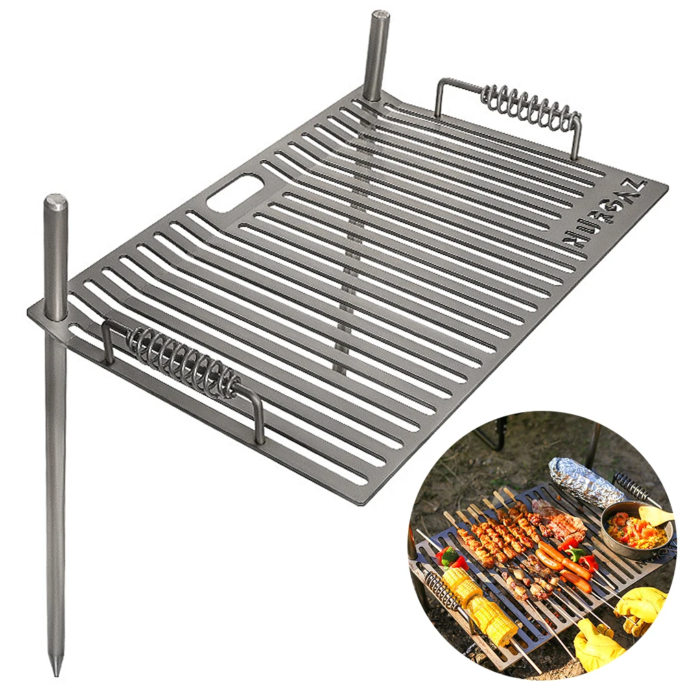 Campfire Grill Grate With Stake Portable Outdoor Folding Bbq Grilling