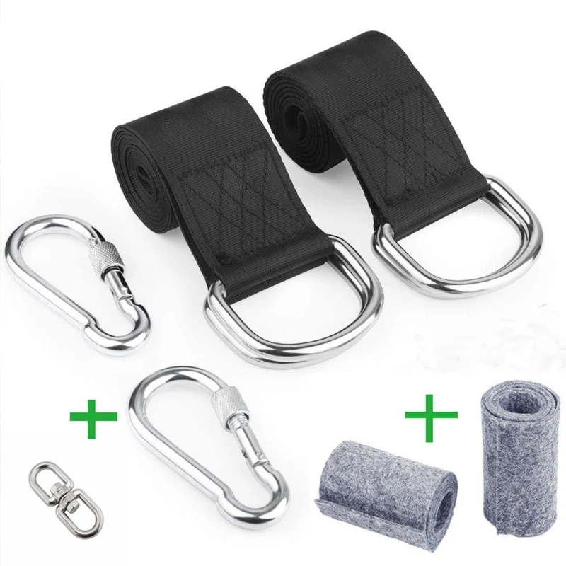 Tree Swing Hanging Straps Kit 2 10FT Tree Swing Straps Holds 2646LBS Tree Protectors Heavy Duty Locking Carabiner 1000D