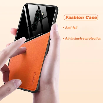

For Xiaomi Redmi Note 8 Pro Soft TPU Frame Shockproof Case For Xiaomi Redmi Note 8 Luxury Plexiglass Leather Back Cover