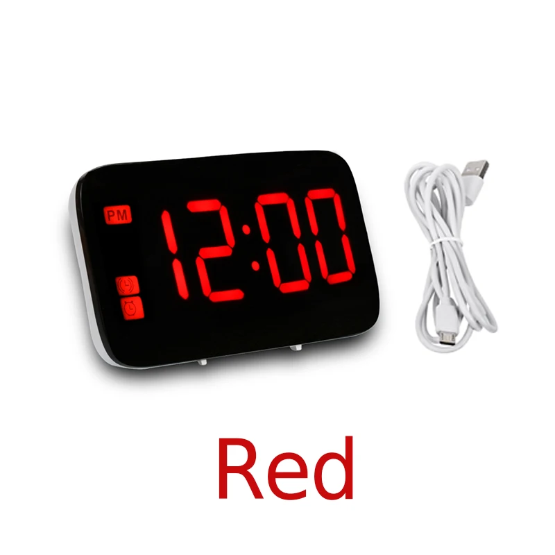 Цифровой светодиодный Будильник, голосовое управление, USB зарядка, повтор, ночной светящийся куб, детский светодиодный будильник, часы для ванной комнаты, гостиной, домашнего декора - Цвет: Красный