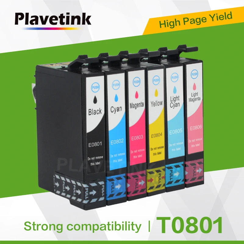 Plavetink Полный Чернила для струйного принтера T0801 T0802 T0803 T0804 T0805 T0806 картриджи для принтеров Epson Stylus фото P50 T59 R265 270 принтер