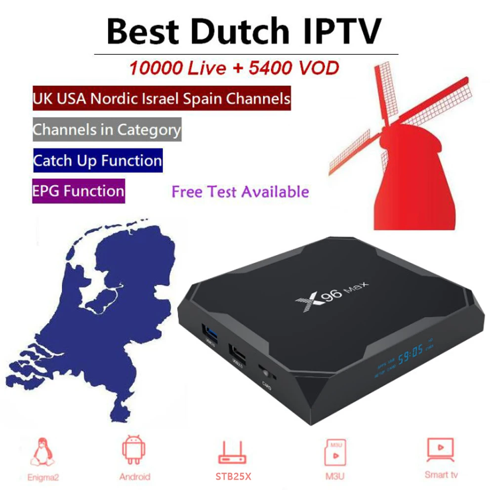 

Best Netherlands Dutch Holland Pro World IPTV Subscription 10000+ Channels for Enigma2 Android Smart TV M3U X96 MAX Box optional