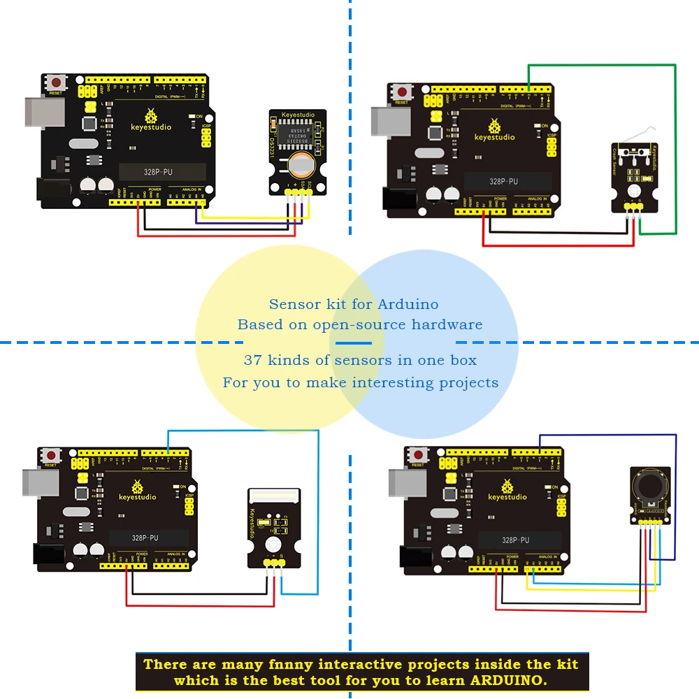Новинка 2020! Keyestudio новый сенсорный стартовый комплект V2.0 37 в 1 коробка для Arduino UNO