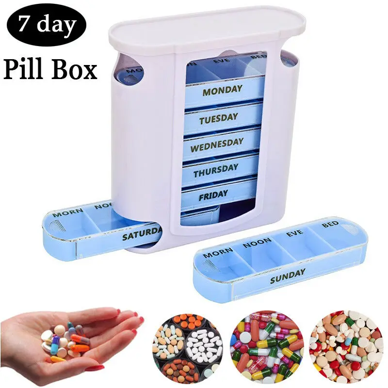 7 дней Еженедельный органайзер для таблеток штабелирование башня большой 4