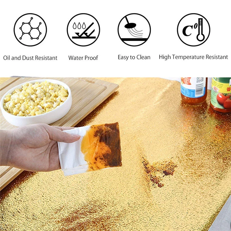 Can be cut wall sticker cabinet kitchen aluminum film wall sticker waterproof oil-proof self-adhesive wall sticker 20D27 (13)