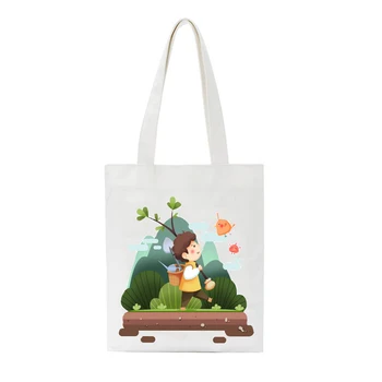 

cartoon pictures Handbags Hot Selling Fashion Handbag Canvas Bag Tote Ladies Casual Shoulder Bag Reusable Shopping Bags