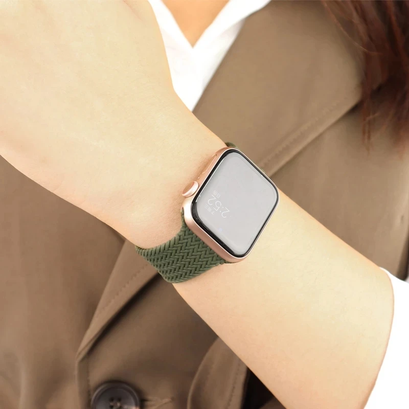 Новый Плетеный ремешок с одной петлей для Apple Watch 6/se Силиконовый эластичный