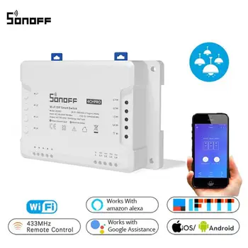 

SONOFF 4CH R2 PROR3 Wifi Remote Control Relay Module Switch 4 Gang Channel Light Timer Switch Smart Home Automation With Alexa