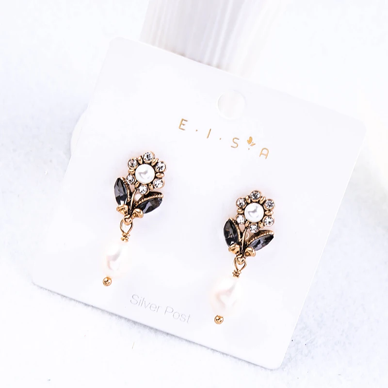

New Arrival Handmade Crystal Flower Drop Earring For Women Wholesale Jewerly Wedding Gift