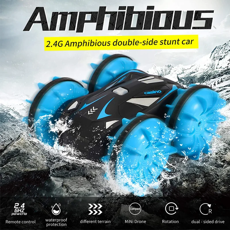 

1:20 Scale 2.4GHz Amphibious Remote Control Car 4WD Waterproof RC Monster Truck with 360 Rotating Control Kids Toy Cars
