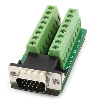 

D-SUB DB15 VGA Male 3Row 15Pin Plug to Terminal PCB Board Connectors