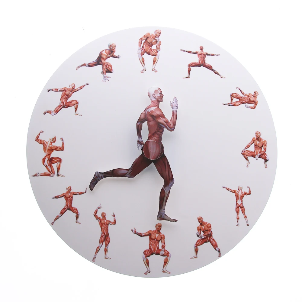 

Human Body Art Anatomical Running Man Minimalist Wall Clock Male Anatomy Musculature Clock Muscle In Action Watch Medical Décor