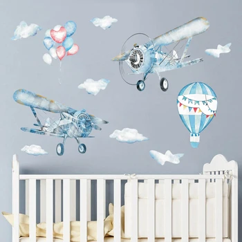 

Modern Art Airplane Hot Air Balloon Wall Sticker Kids Baby Rooms Home Decoration Vinyl Mural Decals Nursery Stickers Wallpaper