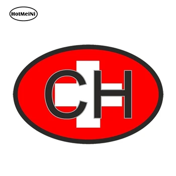 

HotMeiNi 13cm x 9.1cm Car Styling Oval Car Sticker Flag Country Code Decal CH Switzerland Swiss Cross Waterproof Accessories