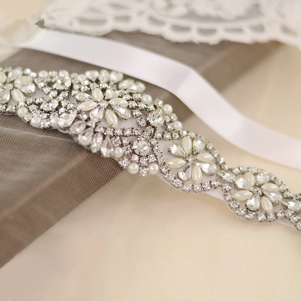 Жемчужный Свадебный ремень Лента Свадебная со стразами серебряный стразы