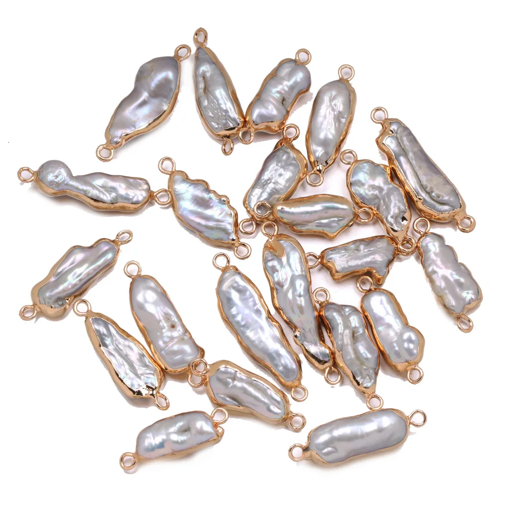 Natural Freshwater Pearl Pendant irregular Double hole connector Pendants for Jewelry Making DIY Bracelet Necklaces Accessories | Украшения