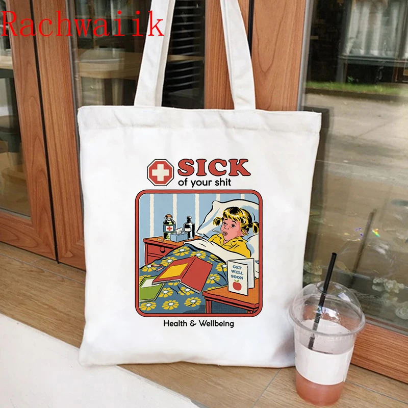 2021 Satan Shopping Bag Graphic Tote Harajuku Shopper Bag Women Canvas Shoulder Bag Female 90s Funny Eco Large-capacity anime 