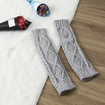 

1 Pair Women Autumn Winter Knit Gloves Arm Wrist Sleeve Warmer Girls Rhombus Long Half Winter Mittens