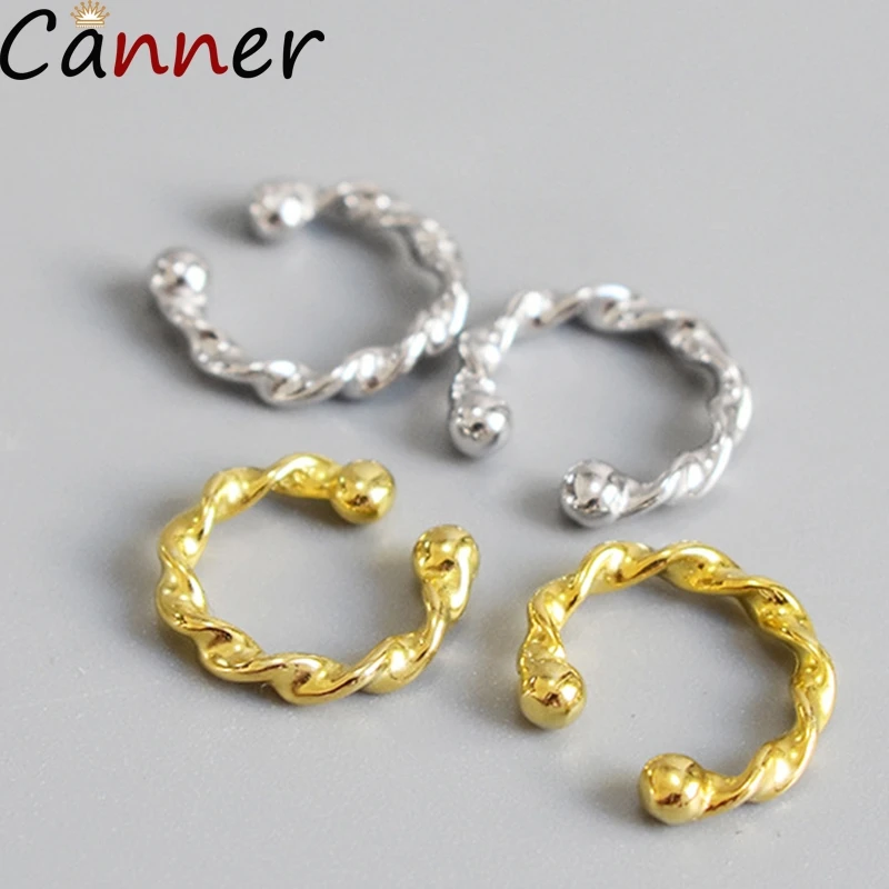 Canner S925 Стерлинговое Серебро минималистичный зажим для ушей, манжета, серьги без пирсинга-клипсы, выдолбленные u-образные массивные украшения