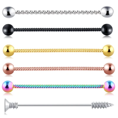 NO.10-6pcs TIANCIFBYJS 4-10 шт./компл. из нержавеющей стали 14 г штанга фабричного производства серьги для ушного хряща Tragus Helix уха расширитель для пирсинга ювелирные изделия 4-12 шт - Окраска металла: NO.10-6pcs