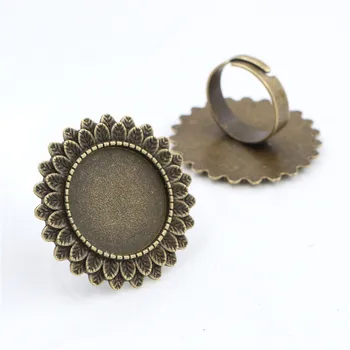 

20mm 5pcs Antique Bronze Plated Brass Adjustable Ring Settings Blank/Base,Fit 20mm Glass Cabochons,Buttons;Ring Bezels -K4-02
