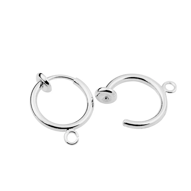 DIY серьги медные аксессуары позолоченный серебряный 13 мм пружинный зажим на висячем кольце dan li jia зажим для ушей пирселя серьги-гвоздики