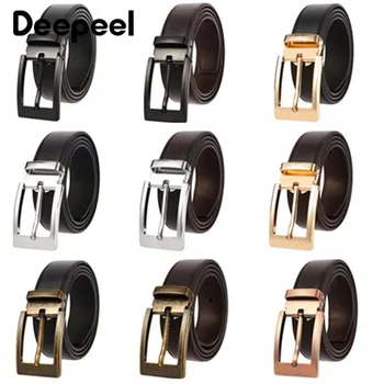 

Deepeel 1pc 3.4X110-130cm Wild Designer Belts for Men Alloy Pin Buckles Second Layer Cowhide Leather Belt Jeans Accessory YB336