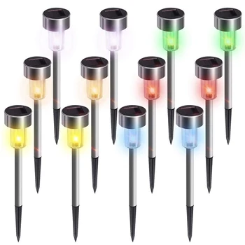 

12 Packs LED Solar Garden Light Color Landscape Light Stainless Steel Led Courtyard Landscape Courtyard Lighting