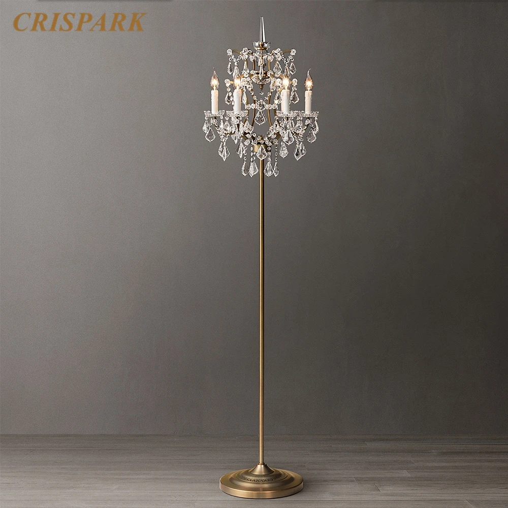 19th C. Rococo железный и хрустальный напольный светильник Франция страна Хрустальный