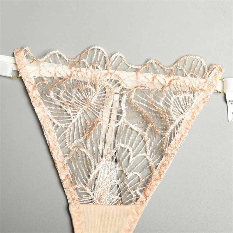 Yimunancy 3-Piece Lace Bra Set Women Embroidery Transparent Underwear Set 2022 Sexy Lingerie Set ethika set