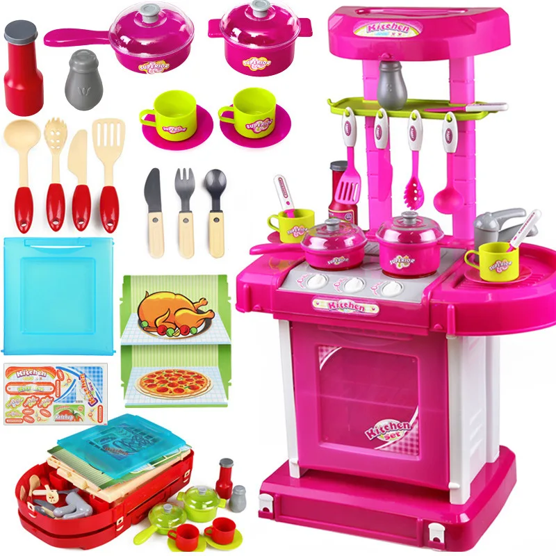  Hot Sales Children Flexible Kitchen Kitchenware Class Set Play House Educational Toys with Hand Lig - 4000267359275
